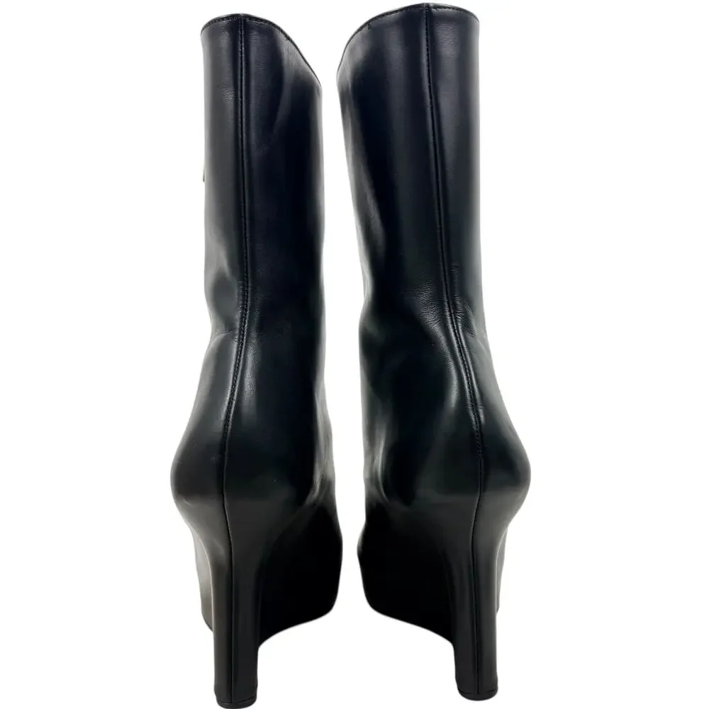 Givenchy G Lock Hidden Wedge Leather Ankle Boots Black Size 39.5